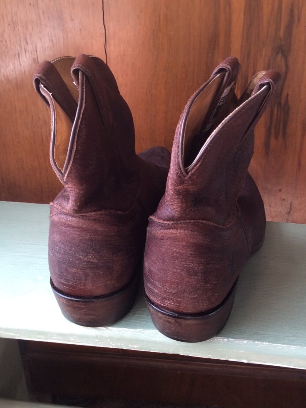 FRYE Women's Distressed Brown Leather Cowboy Ankle Boots, 9B - Picture 3 of 12